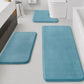 HUXMEYSON Bathroom Rugs Sets 3 Piece, Non-Slip & Quick Dry Bath Mat Set, Ultra Soft Velvet Bath Rugs for Bathroom, Toilet and Shower Floor, Grey
