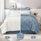 JOLLYVOGUE Comforter Set, Pintuck Light Blue/Ivory Bed in a Bag Comforter Set for Bedroom, Bedding Comforter Sets with Comforter, Sheets, Bed Skirt, Ruffled Shams & Pillowcases