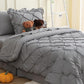 JOLLYVOGUE Gray Bed in a Bag Comforter Set for Bedroom, Pintuck Comforter Sets, Beddding Sets with Comforter, Sheets, Bed Skirt, Ruffled Shams & Pillowcases