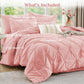 JOLLYVOGUE Queen Comforter Set 7 Pieces - Bed in a Bag Queen for All Season, Pintuck Bedding Comforter Sets with Comforter, Flat Sheet, Fitted Sheet and Pillowcases & Shams, Pink