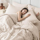 JOLLYVOGUE Full Comforter Set, Ultra-Soft Bed in a Bag Full Size 7 Pieces, Oeko-TEX Certified Bedding Set with Down Alternative Comforter, Sheets, Pillowcases & Shams, Beige