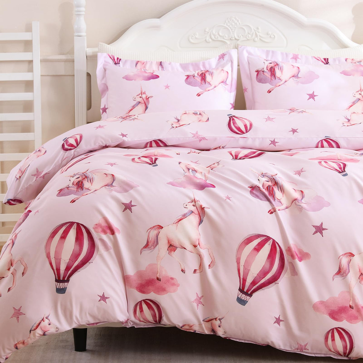 JOLLYVOGUE Kids Duvet Cover Set Twin/Twin XL, Pink Bowknot, 2-Piece