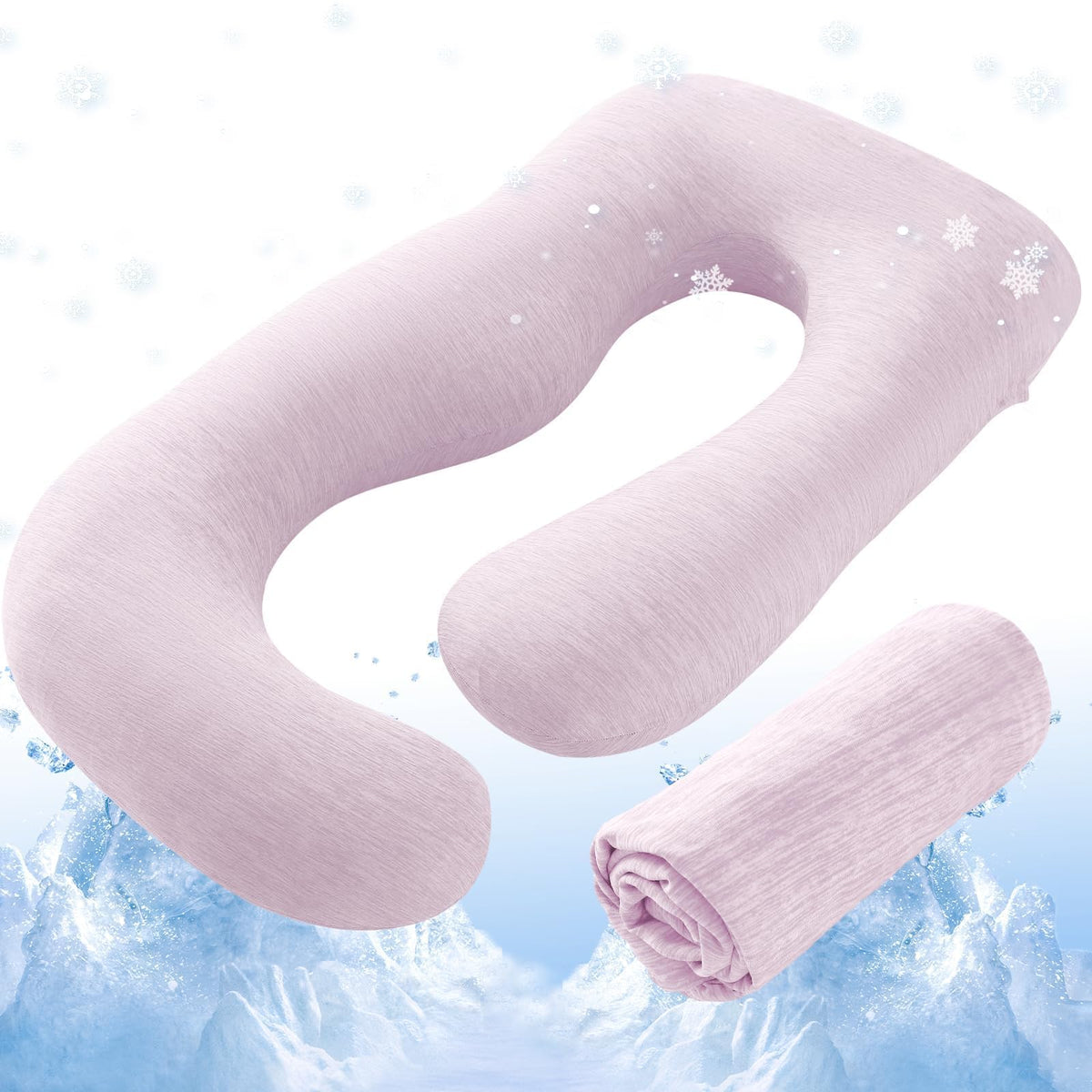 Sasttie Cooling Pregnancy Pillow Cover for 57-inch Maternity Pillow, Gray