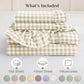 JOLLYVOGUE Beige Gingham Sheet Set Full, 4-Piece Ruffle Bedding