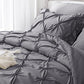 JOLLYVOGUE Comforter Set, Pintuck Dark Grey Bed in a Bag Comforter Set for Bedroom, Beddding Sets with Comforter, Sheets, Bed Skirt, Ruffled Shams & Pillowcases