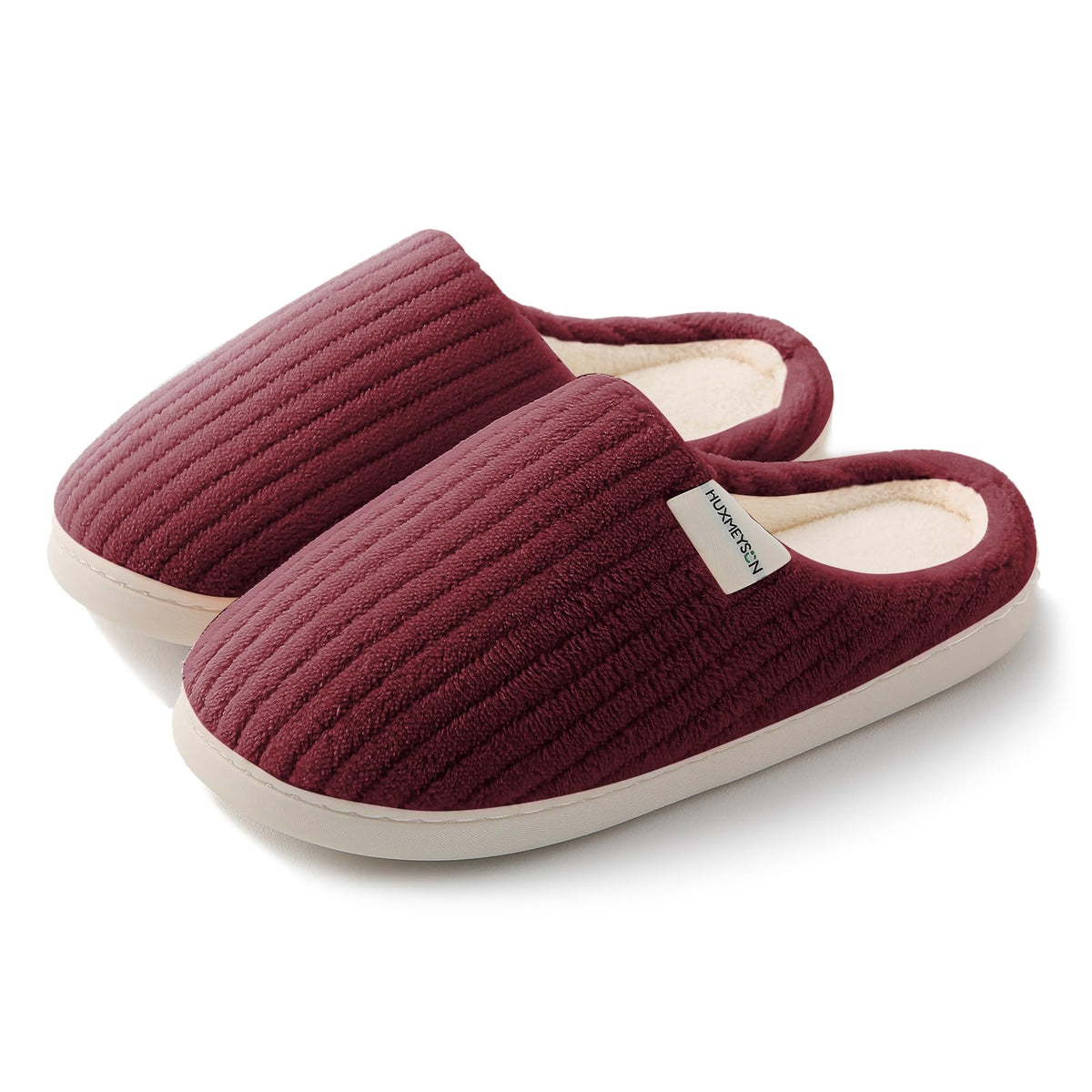 HUXMEYSON Slippers for Women, Warm Memory Foam Comfy House Slippers with Anti-Skid Rubber Sole for Indoor and Outdoor