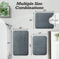 HUXMEYSON Bathroom Rugs Sets 3 Piece, Non-Slip & Quick Dry Bath Mat Set, Ultra Soft Velvet Bath Rugs for Bathroom, Toilet and Shower Floor, Grey
