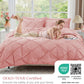JOLLYVOGUE Queen Comforter Set 7 Pieces - Bed in a Bag Queen for All Season, Pintuck Bedding Comforter Sets with Comforter, Flat Sheet, Fitted Sheet and Pillowcases & Shams, Pink