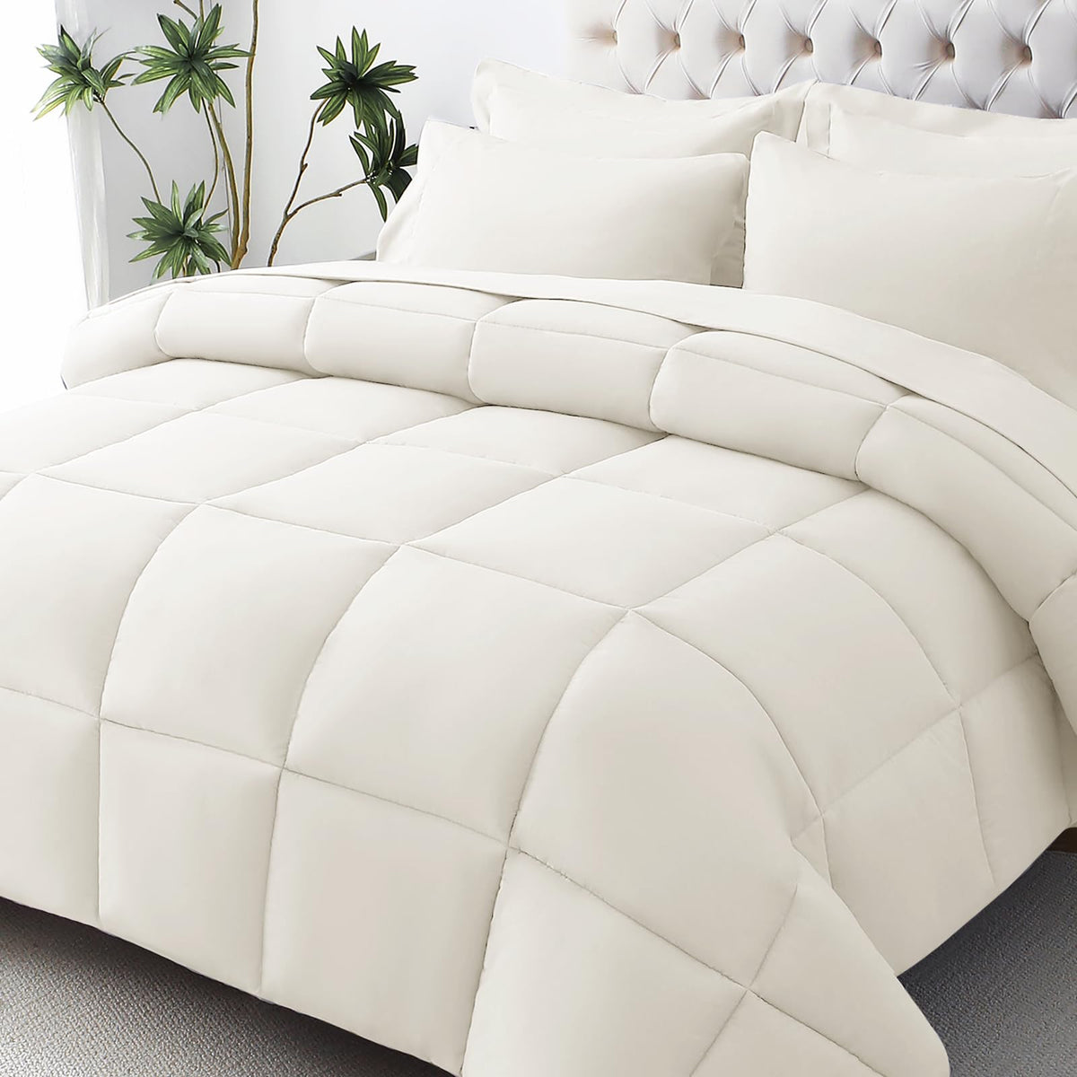 JOLLYVOGUE Twin Comforter Set, Ultra-Soft Bed in a Bag Twin Size 5 Pieces, Oeko-TEX Certified Bedding Set with Down Alternative Comforter, Sheets, Pillowcases & Shams, Dark & Light Grey