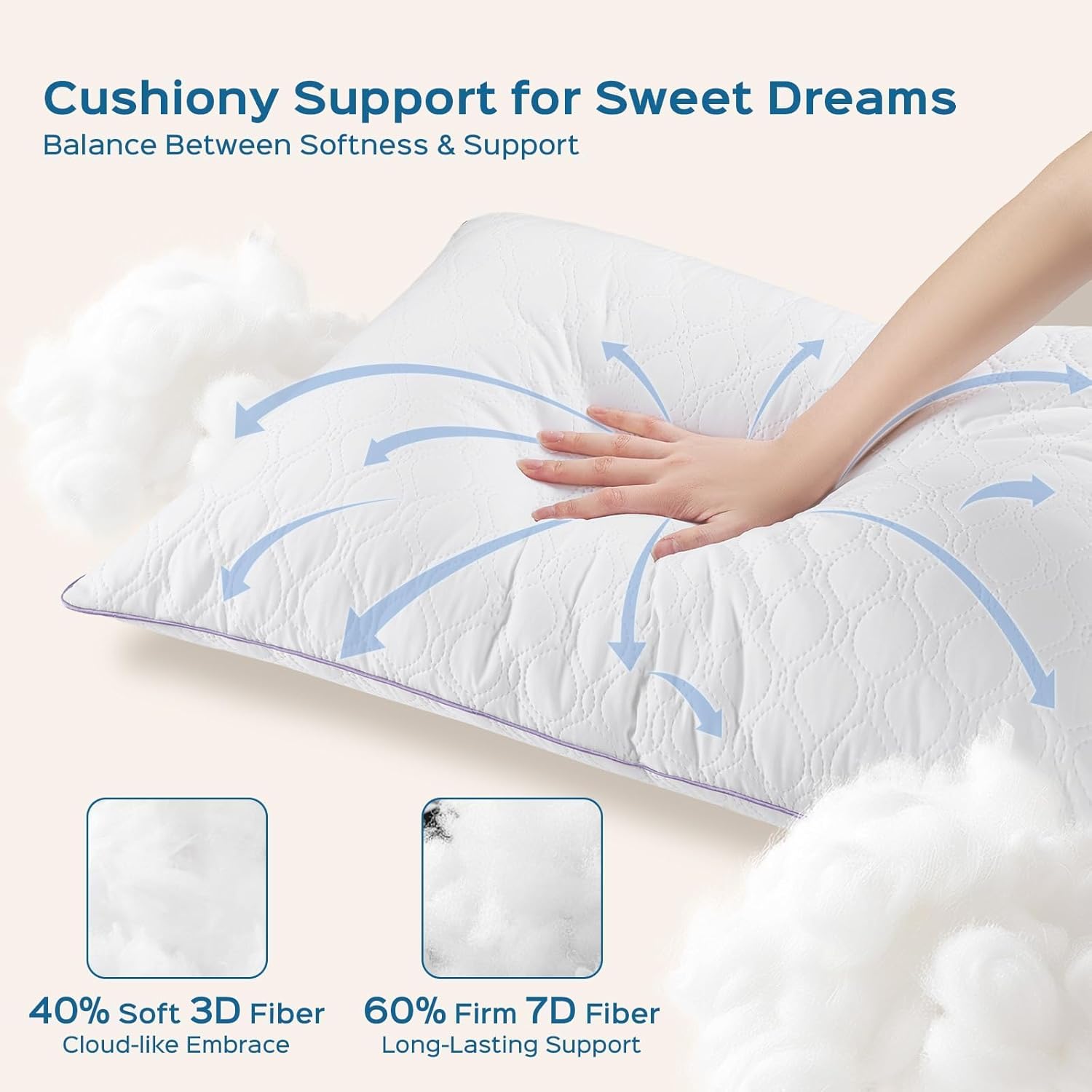 JOLLYVOGUE Pillows Standard Set of 4, Bed Pillow for Side, Back, and Stomach Sleepers, Down Alternative Filled Full Size Pillows, Luxury Hotel Quality and Machine Washable, 26" x 17", 4 Pack