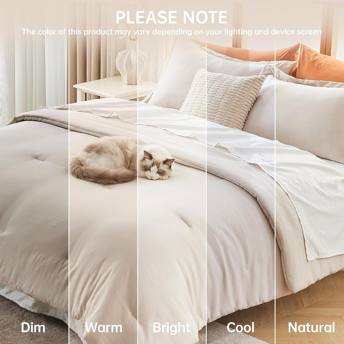 MUXHOMO Beige Twin/Twin XL Comforter Set, All Season Ultra Soft Down Alternative Bedding - 2 Piece Lightweight Bed Set Includes 1 Comforter (68"x88") and 1 Pillow Shams (20"x26")