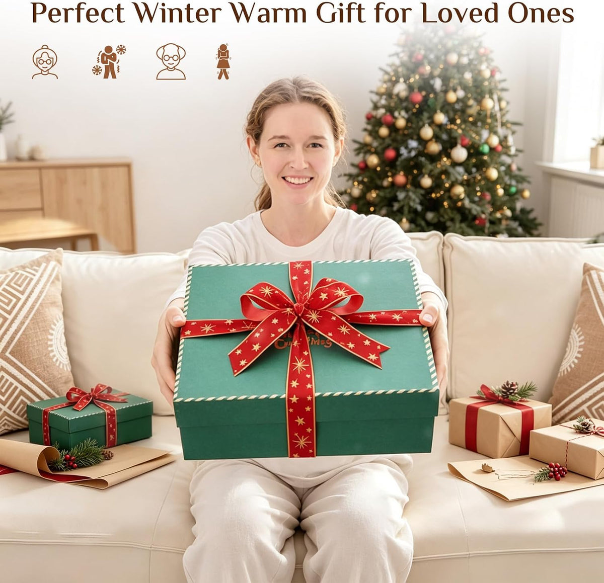 JOLLYVOGUE Wearable Heated Blanket - Heating Electric Blanket with Sleeves & Foot Pocket, Heated Throw for Adult, Birthday Gifts with 7 Heat Settings & Fixed 4h Auto Shut-Off (50 * 70 Inch, Blue)
