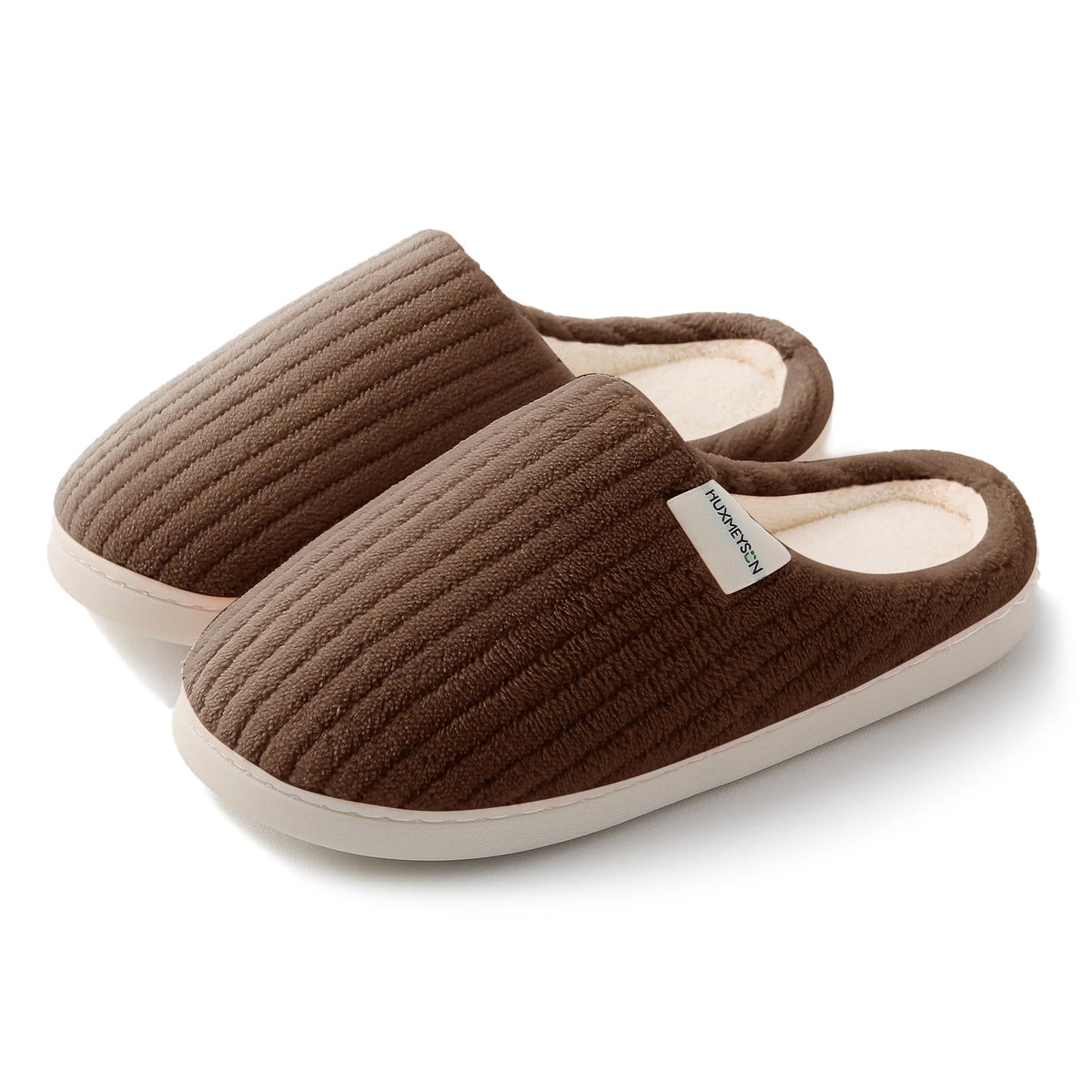 HUXMEYSON Slippers for Women, Warm Memory Foam Comfy House Slippers with Anti-Skid Rubber Sole for Indoor and Outdoor