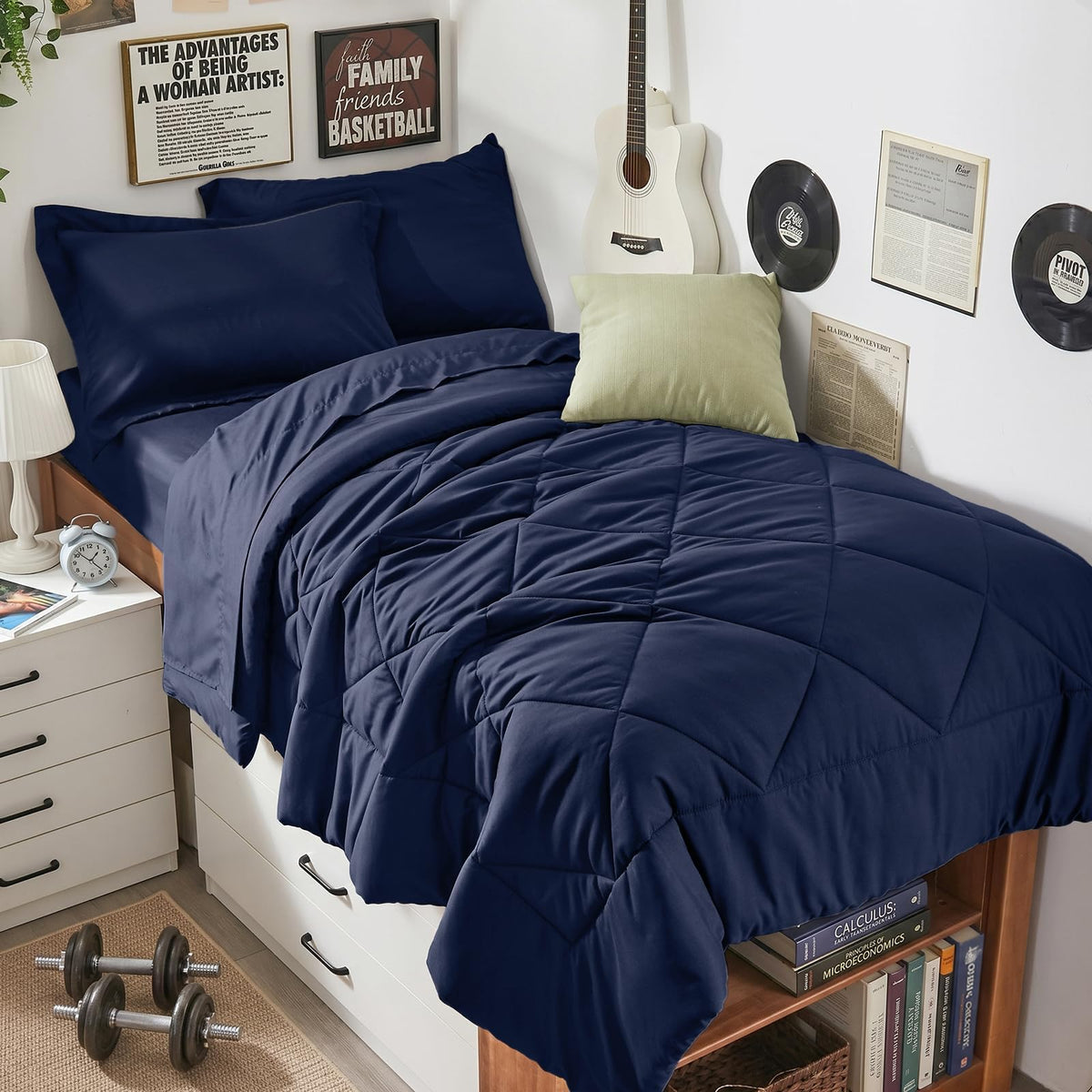 HEVUMYI 7-Piece Queen Comforter Set, Dark Grey Bed in a Bag