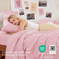 Sasttie Twin Comforter Set, 5-Piece Bed in a Bag, Pintuck Bedding Sets for All Season, Includes Comforter, Flat Sheet, Fitted Sheet, Pillowcase and Pillowsham, Baby Pink