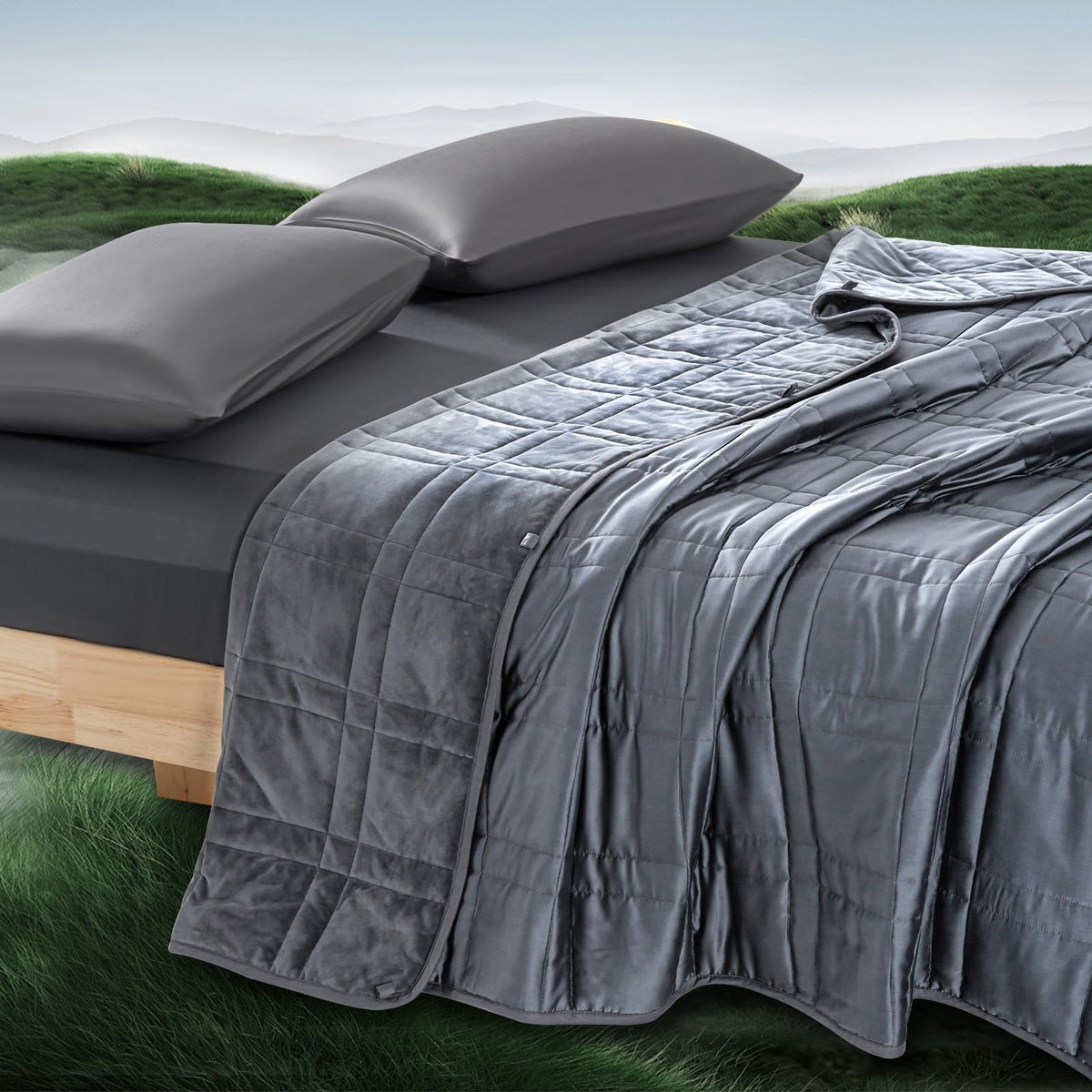 Reversible Weighted Blanket 48''x72'' 15lbs for Adults, Warm Short Plush and Cool Tencel Fabric Double-Sided Weighted Blanket for All Season Use - Carry Bag Included