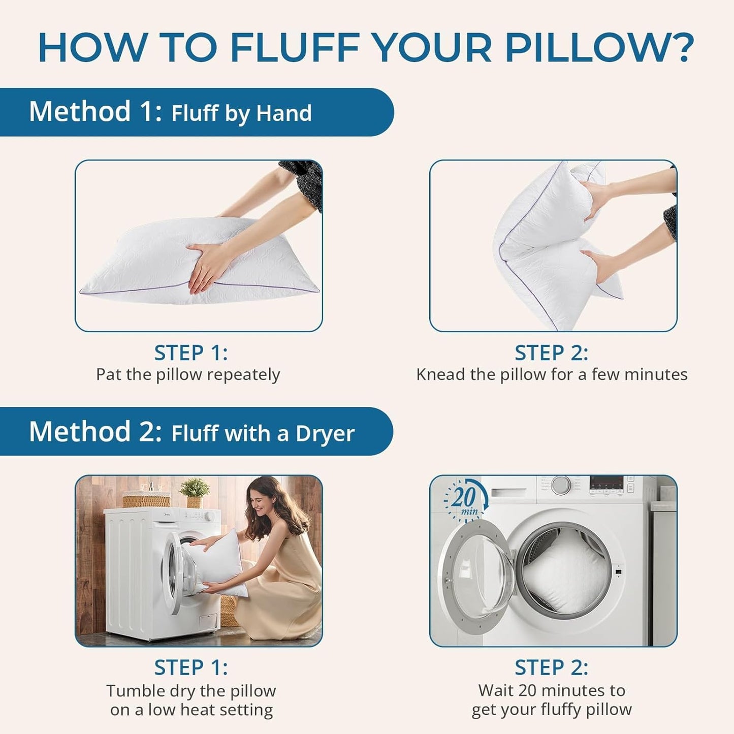 JOLLYVOGUE Pillows Standard Set of 4, Bed Pillow for Side, Back, and Stomach Sleepers, Down Alternative Filled Full Size Pillows, Luxury Hotel Quality and Machine Washable, 26" x 17", 4 Pack