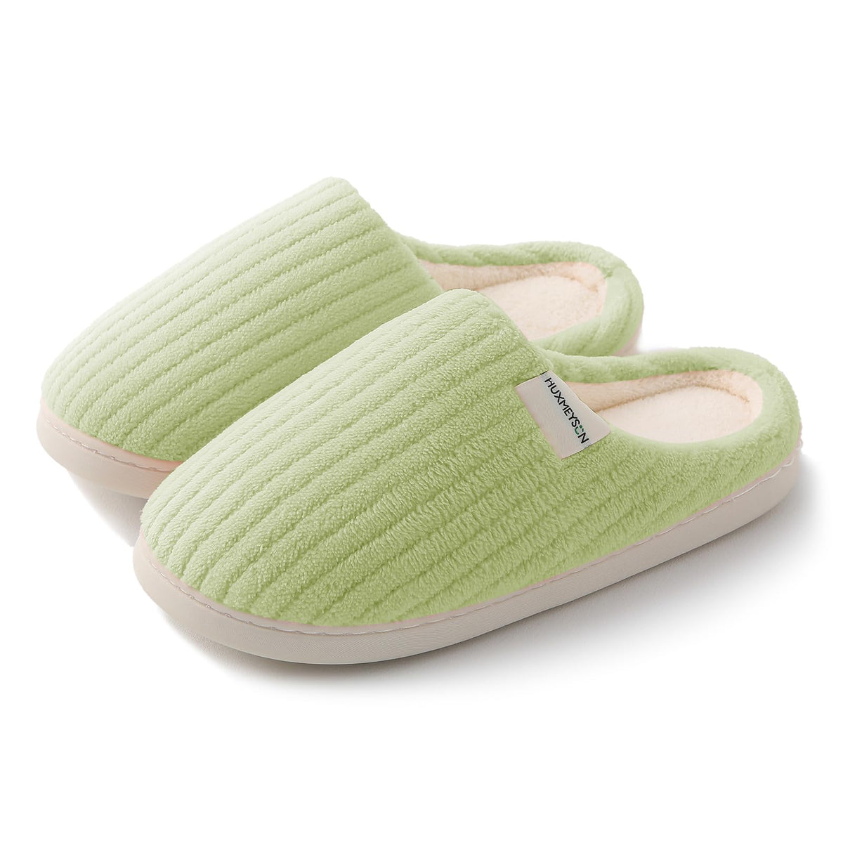 HUXMEYSON Slippers for Women, Warm Memory Foam Comfy House Slippers with Anti-Skid Rubber Sole for Indoor and Outdoor