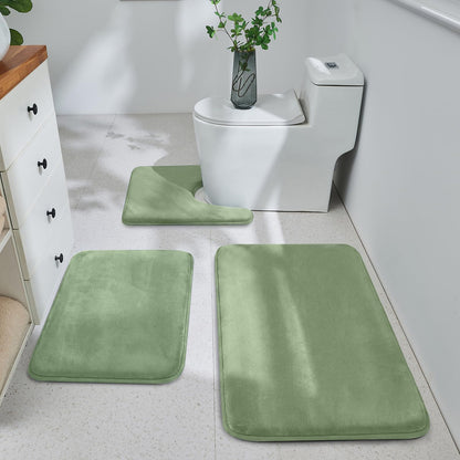 HUXMEYSON 3-Piece Memory Foam Bathroom Rug Set, Black