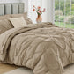 JOLLYVOGUE Twin Comforter Set 5 Pieces - Bed in a Bag Twin for All Season, Pintuck Bedding Comforter Sets with Comforter, Flat Sheet, Fitted Sheet and Pillowcases & Shams, Beige