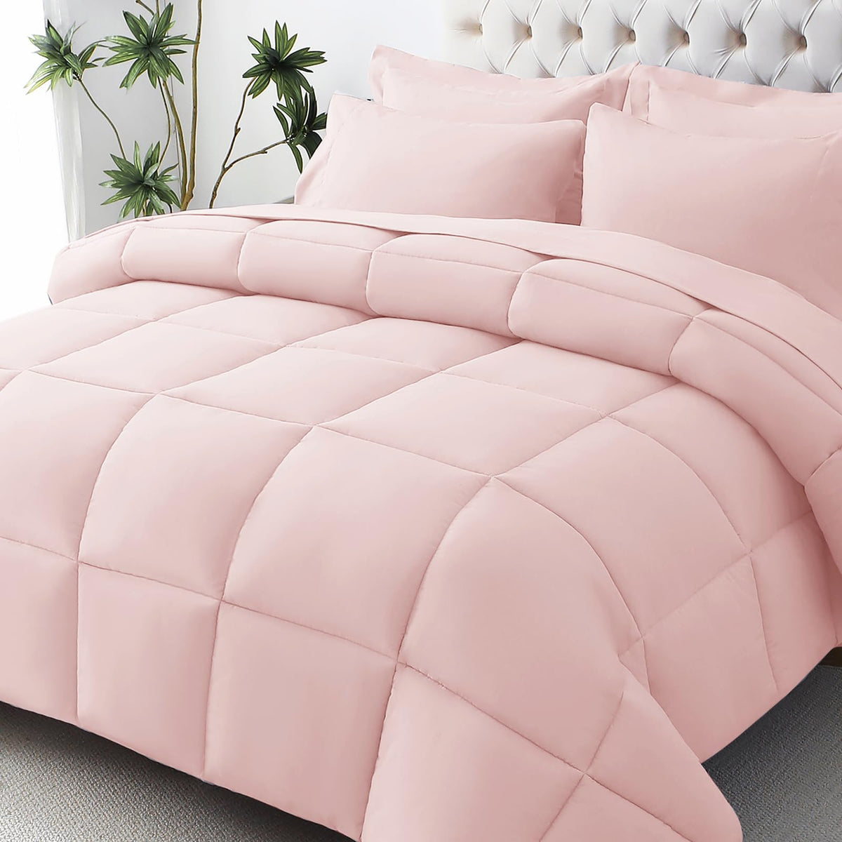 JOLLYVOGUE Twin Comforter Set, Ultra-Soft Bed in a Bag Twin Size 5 Pieces, Oeko-TEX Certified Bedding Set with Down Alternative Comforter, Sheets, Pillowcases & Shams, Dark & Light Grey