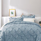 JOLLYVOGUE Comforter Set, Pintuck Light Blue/Ivory Bed in a Bag Comforter Set for Bedroom, Bedding Comforter Sets with Comforter, Sheets, Bed Skirt, Ruffled Shams & Pillowcases