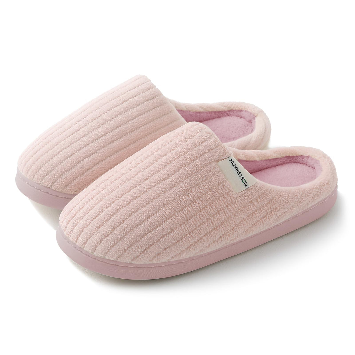 HUXMEYSON Slippers for Women, Warm Memory Foam Comfy House Slippers with Anti-Skid Rubber Sole for Indoor and Outdoor