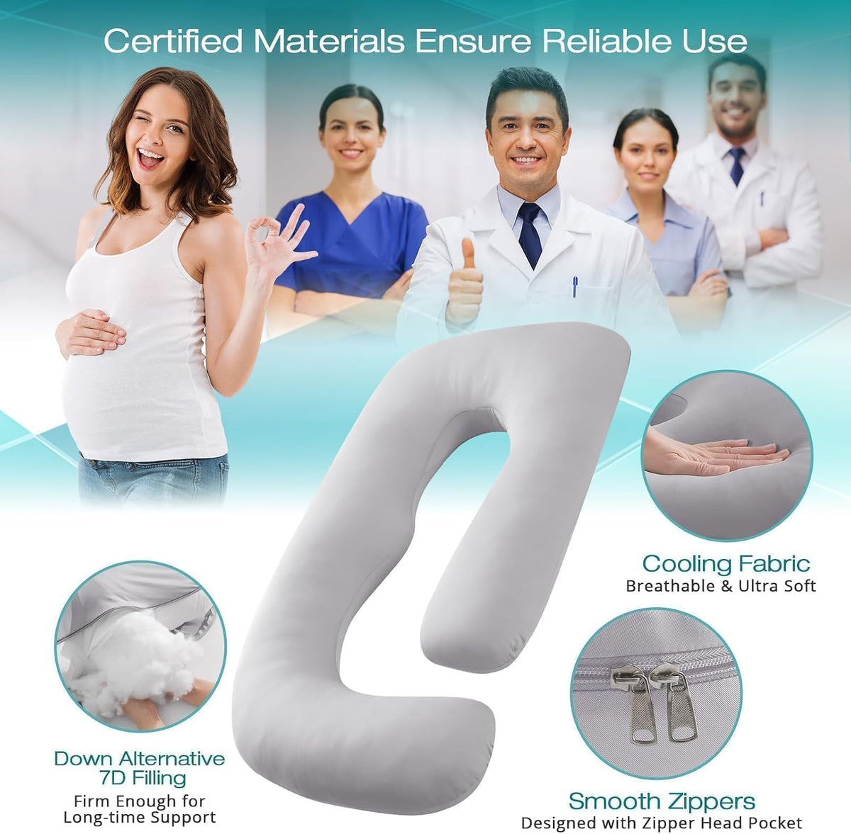 Sasttie Cooling Pregnancy Pillows for Sleeping, 57'' Full Body Pillow