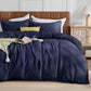JOLLYVOGUE Waffle Wave Duvet Cover Set Queen Size, 3-Piece, Beige