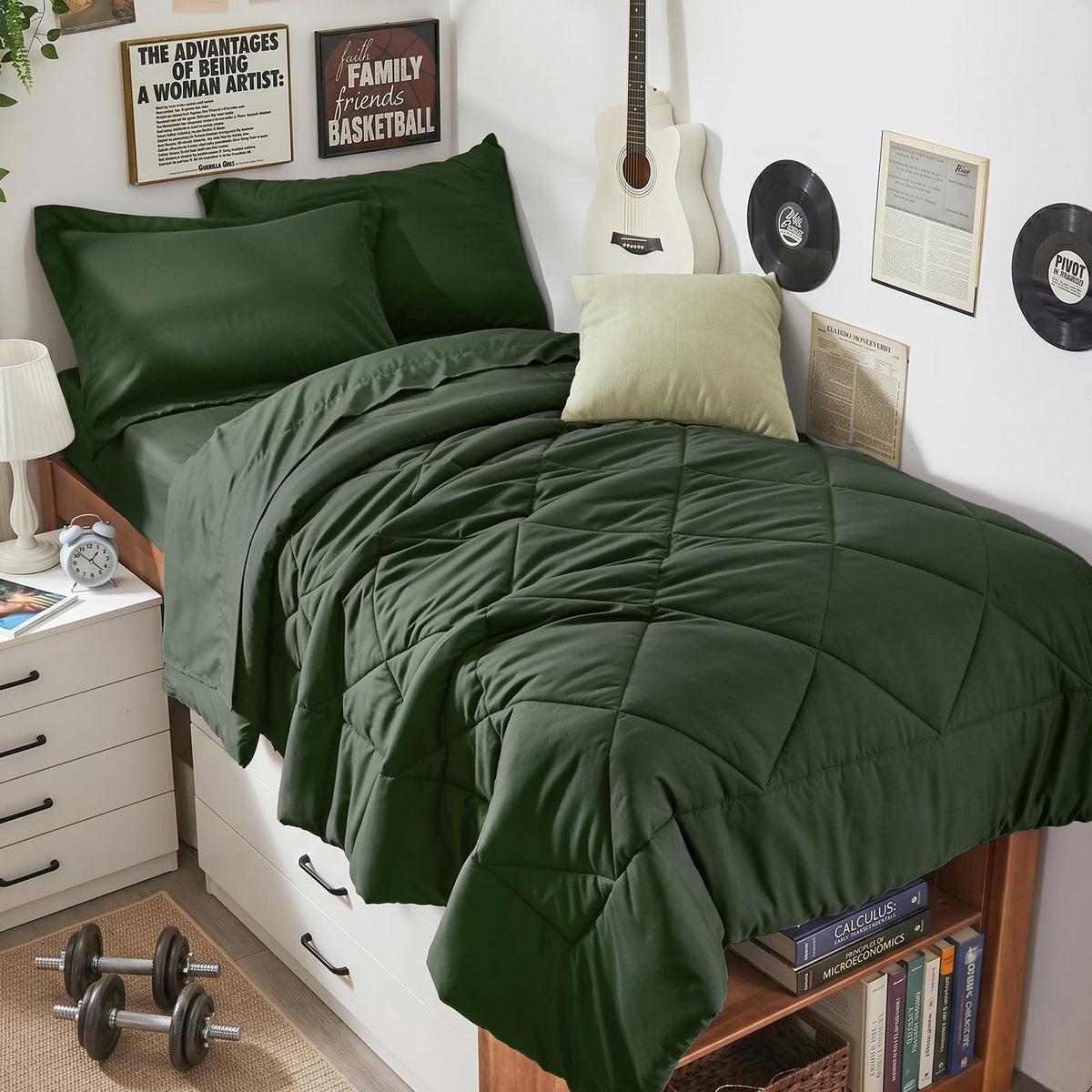 HEVUMYI 7-Piece Queen Comforter Set, Dark Grey Bed in a Bag