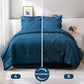 JOLLYVOGUE Comforter Set, Pintuck Teal Bed in a Bag Comforter Set for Bedroom, Bedding Comforter Sets with Comforter, Sheets, Bed Skirt, Ruffled Shams & Pillowcases