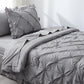 JOLLYVOGUE Gray Bed in a Bag Comforter Set for Bedroom, Pintuck Comforter Sets, Beddding Sets with Comforter, Sheets, Bed Skirt, Ruffled Shams & Pillowcases