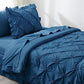 JOLLYVOGUE Comforter Set, Pintuck Teal Bed in a Bag Comforter Set for Bedroom, Bedding Comforter Sets with Comforter, Sheets, Bed Skirt, Ruffled Shams & Pillowcases