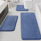 HUXMEYSON Bathroom Rugs Sets 3 Piece, Non-Slip & Quick Dry Bath Mat Set, Ultra Soft Velvet Bath Rugs for Bathroom, Toilet and Shower Floor, Grey