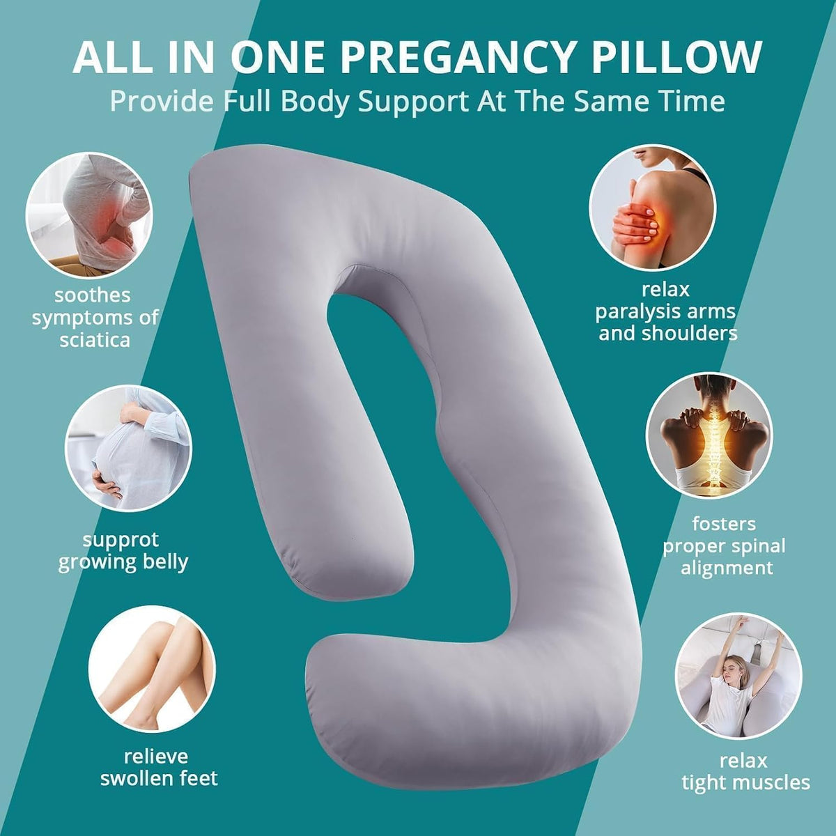 Sasttie Cooling Pregnancy Pillows for Sleeping, 57'' Full Body Pillow