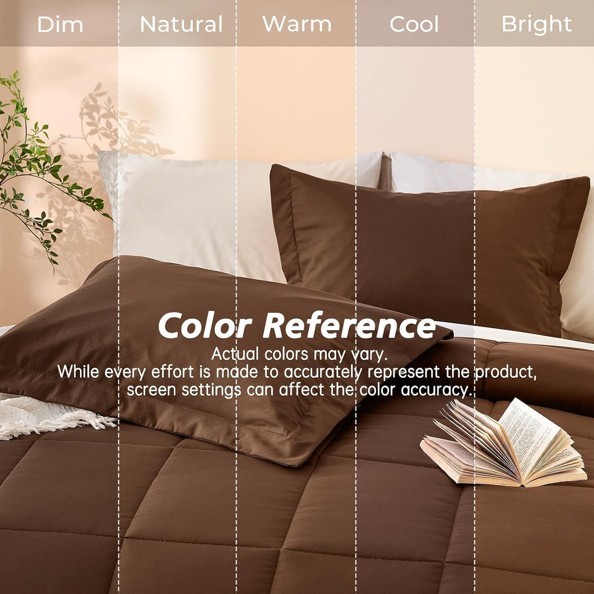 MUXHOMO Queen Comforter Set with Sheets Brown - 7 Pieces Bed in a Bag