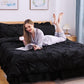 JOLLYVOGUE Comforter Set, Pintuck Black Bed in a Bag Comforter Set for Bedroom, Bedding Comforter Sets with Comforter, Sheets, Bed Skirt, Ruffled Shams & Pillowcases