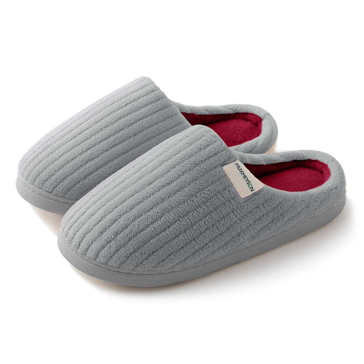 HUXMEYSON Slippers for Women, Warm Memory Foam Comfy House Slippers with Anti-Skid Rubber Sole for Indoor and Outdoor