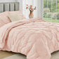 JOLLYVOGUE Twin Comforter Set 5 Pieces - Bed in a Bag Twin for All Season, Pintuck Bedding Comforter Sets with Comforter, Flat Sheet, Fitted Sheet and Pillowcases & Shams, Beige