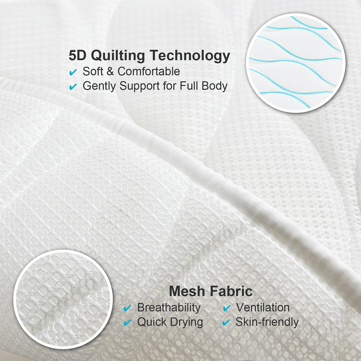 OMYSTYLE Full Body Bath Pillow, Bath Pillows for tub with Mesh Washing Bag & 21 Non-Slip Suction Cups, Spa Bathtub for Head Neck Shoulder and Back Support - 5D Air Mesh & Quick Drying