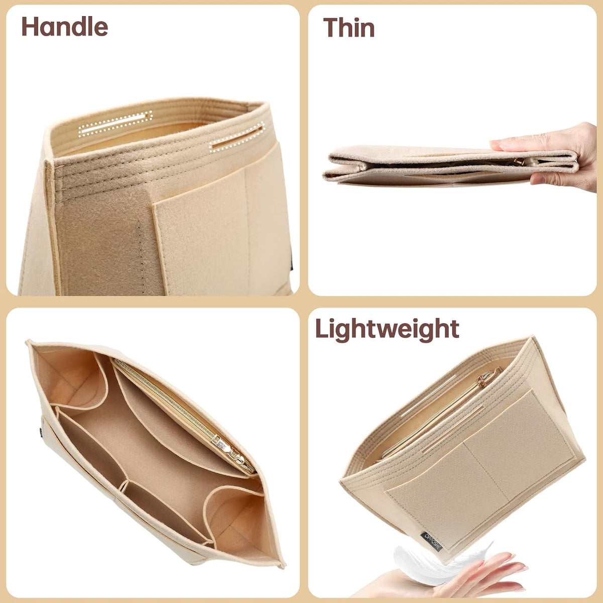 Purse Organizer Insert for Longchamp Bag, Tote Handbag Organizer for Women