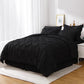 JOLLYVOGUE Comforter Set, Pintuck Black Bed in a Bag Comforter Set for Bedroom, Bedding Comforter Sets with Comforter, Sheets, Bed Skirt, Ruffled Shams & Pillowcases