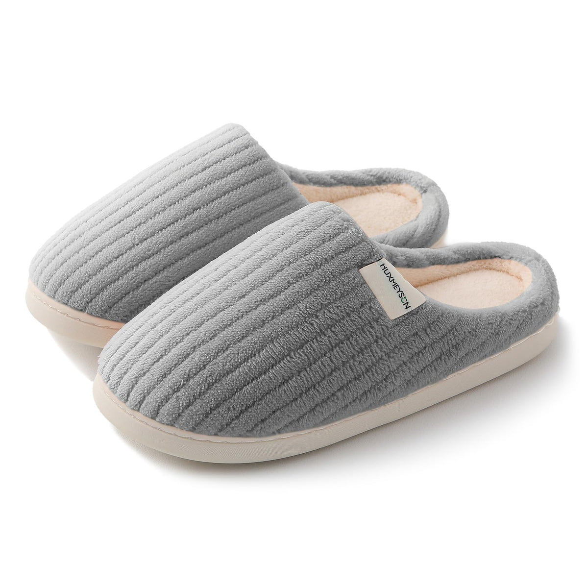 HUXMEYSON Slippers for Women, Warm Memory Foam Comfy House Slippers with Anti-Skid Rubber Sole for Indoor and Outdoor