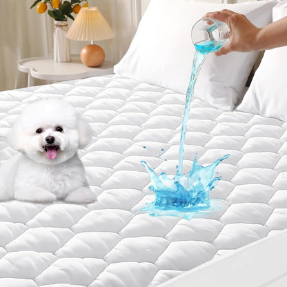 Queen Mattress Protector, Waterproof Quilted Mattress Cover Queen Size Bed