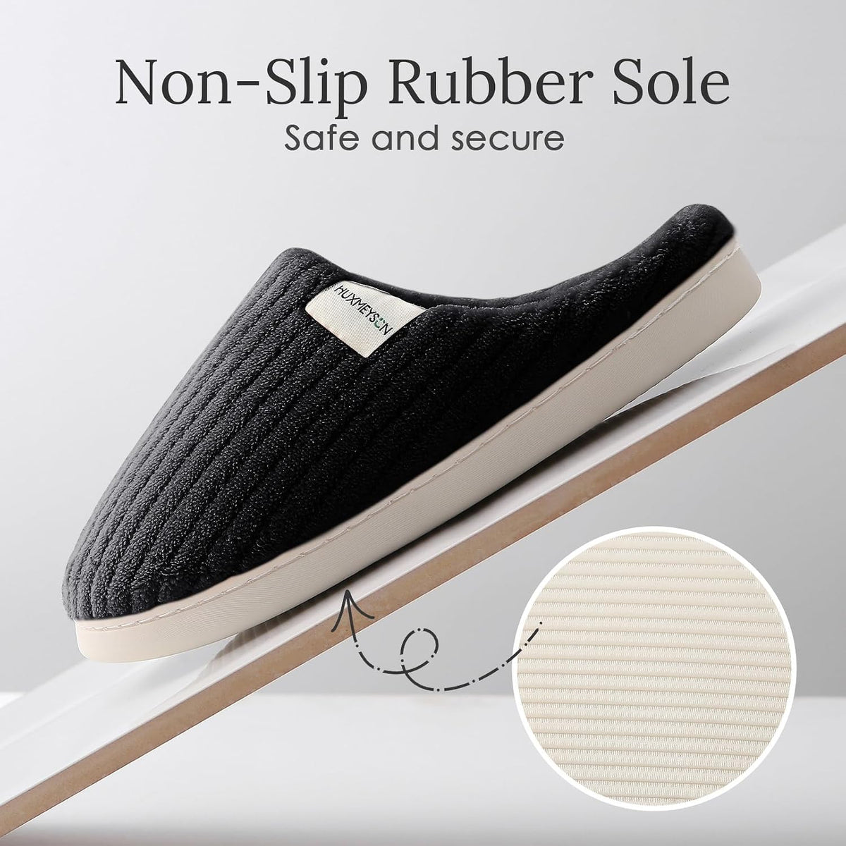 HUXMEYSON Slippers for Women, Warm Memory Foam Comfy House Slippers with Anti-Skid Rubber Sole for Indoor and Outdoor