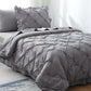 JOLLYVOGUE Gray Bed in a Bag Comforter Set for Bedroom, Pintuck Comforter Sets, Beddding Sets with Comforter, Sheets, Bed Skirt, Ruffled Shams & Pillowcases