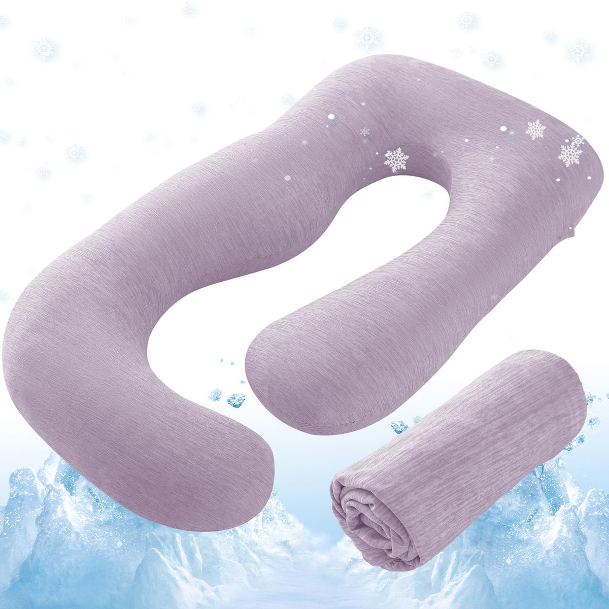 Sasttie Cooling Pregnancy Pillow Cover for 57-inch Maternity Pillow, Gray