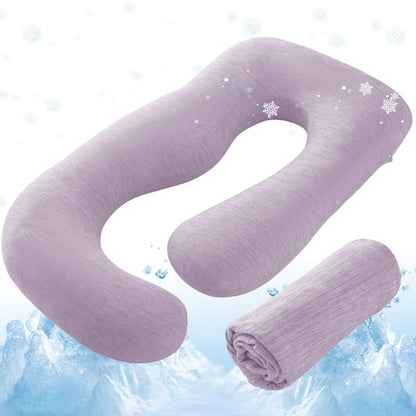 Sasttie Cooling Pregnancy Pillow Cover for 57-inch Maternity Pillow, Gray