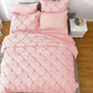 JOLLYVOGUE Comforter Set, Pintuck Pink Bed in a Bag Comforter Set for Bedroom, Bedding Comforter Sets with Comforter, Sheets, Bed Skirt, Ruffled Shams & Pillowcases