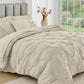 JOLLYVOGUE Twin Comforter Set 5 Pieces - Bed in a Bag Twin for All Season, Pintuck Bedding Comforter Sets with Comforter, Flat Sheet, Fitted Sheet and Pillowcases & Shams, Beige